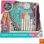 Cra-Z-Art Be Inspired Girls Sequin Flip Messenger Bag (Black) 5 Markers Crafts