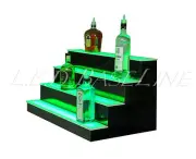 22" LIGHTED BAR SHELF, Four Steps, Liquor display shelving, bar bottle shelves