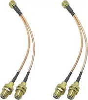 2pcs F-Type RG6 Splitter Coax Cable, 6 inch F Male to F Dual Female RG316 Coaxial Cable Splitter Combiner RF Adapter