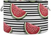 Yoogain Watermelon Black White Stripes storage basket collapsable and waterproof dirty clothes hamper with sturdy handle round outdoor 19 gallon for toy nursery sheet
