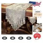 Luxury 120-Inch Jacquard Table Runner with Handmade Tassels for Elegant Dining