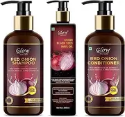GLOW Skin Care"Combo Offer" Onion Shampoo + Onion Black Seed Hair Oil + Onion Conditioner