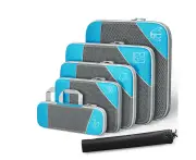 Toscano 6 Pcs Compression Packing Cubes Expandable Organiser for Travel-Sky Blue
