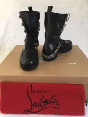 Christian Louboutin Horse Guarda Flat Calf Chain Boots 34 $1295