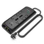 Monster Black Heavy Duty Surge Protector Power Strip 6 ft Cord with 8 120V-Ou...