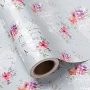 WRAPAHOLIC Wedding Wrapping Paper Roll - Mini Roll - 17 Inch x 33 Feet - Silver Foil Floral and Congratulations on Your Wedding Day Design Perfect for Wedding, Celebration, Party
