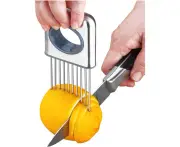 Lemon Slicer Fruit Splitter Onion Cut Stainless Steel Ultra-thin Household Cutting Vegetables Auxiliary Tools Kitchen Accessorie (Silver)