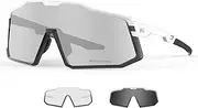 [LECAGE] Photochromic Polarized Cycling Glasses Men Women Sport Sunglasses with Myopia Frame UV Protection Bike Glasses for Cycling Running Driving Fishing Baseball Golf