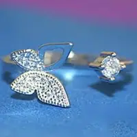 在飛比找樂天市場購物網優惠-925純銀戒指 鑲鑽銀飾-蝴蝶造型美艷氣質韓國流行母親節生日