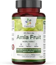 Organic Aura Amla Capsules 2100mg -150 Count, Naturally Boosts Immunity and Abundant Vitamin C Supplement, Natural Vitamin C for Immunity, Skin Radiance, Antioxidants, Non GMO - Vegan,