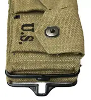 WWII U.S. Army M1923 M1 Garand Rifle Cartridge 10 Pocket Canvas Belt-OD GREEN