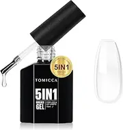 TOMICCA 5 in 1 Nail Builder Gel Clear, 15ML Builder Base Strengthening Nail Gel for Hard Strong Nails Tips & Extensions, for Nails Repair, Nail Art Decoration Easy to Shape