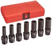 3656 3/8" Drive Fractional 6 Point Deep Universal Impact Socket Set - 7 Pc.