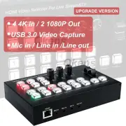 4K 4 Channel HDMI Video Multi Camera Switcher for Live Broadcast Streaming Produ