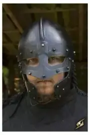 Larp Norman Nasal Black Helmet Knight Viking Helmet With Chainmail