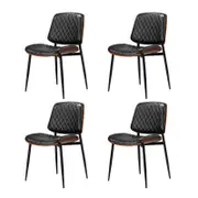 Oikiture Set of 4 Dining Chairs Retro Faux Leather Black