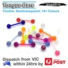 3PCS Tongue Bars Piercing Rings Bioplast Flexible Transparent Body Jewellery
