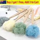 Long Handle Bath Brush Soft Mesh Sponge Back Scrubber Body Puff Shower Loofah SP