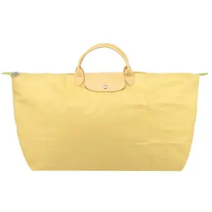 【LONGCHAMP】LE PLIAGE GREEN系列刺繡短把再生尼龍摺疊旅行袋(中/多色選)