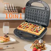 FoodIndoor Grill Waffle Maker with Interchangeable Plates for Versatile Cooking