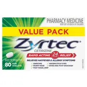 Zyrtec Rapid Acting Antihistamine Allergy & Hayfever Mini Tablets 80 Pack