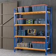 Giantz 2.4M x 2M Garage Shelving, Warehouse Racking System Rack Storage Shelves Industrial Commercial Organize Capacity, 4 Steel Metal Adjustable 200KG Assembly Easy Blue