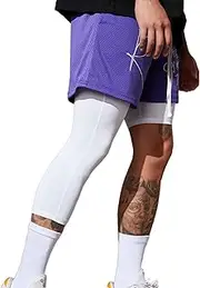[Smatstyle] Men's Compression Sport Pants Single Leg 3/4 Base Layer Basketball Leggings Athletic One Leg Capri Tights Running
