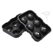 Ice Cube Tray, 6x2 Inch Ice Ball Maker Black Round Ice Tray for Cocktail