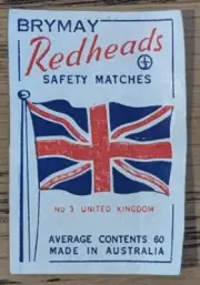 1957 Brymay Redheads Unused Label Flags Around the World #3 United Kingdom NM.