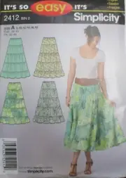 Simplicity 2412 Misses Pull On Skirt Pattern Size A 8-18 NEW