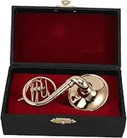 Miniature Horn Model Miniature Instrument with Case Mini French Horn Decoration Miniature Brass Instruments Display Musical Instrument Miniature Musical Instruments Wood Golden