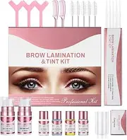 Professional 2-in-1 Eyebrow Tint Brow Lamination Kit At-Home Eyebrow Perming Dyeing Set for Fuller Defined Brow Semi-Permanent Color (Black/Brown Shades)