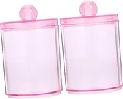 2pcs Bathroom Can Storage Box Double Wicker Panty Super Liners Holders Cotton Swabs Dispenser Basket Wool Balls Lid Balls Bulk Foil Round Swab Holder Bathroom Storage Jars Pink