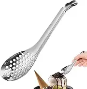 Caviar Sieve, Molecular Slotted Spoon Made of Stainless Steel, Kitchen Strainer Made of Gold Silver, Cooking Device, Evenly Distributed Holes and Exquisite Design of the Spher Spoon for Sauces