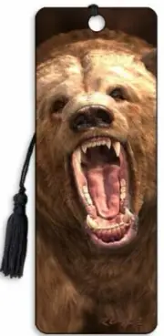 Grizzly Bear Gifts 3D Bookmark Angry Animal Anger Management x Kids Man Dad