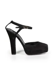 Black Platform Suede Heels