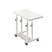 Foret Mobile Laptop Bedside Study Desk Storage Stand Adjustable Portable 2 Shelf White