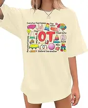 [KIDDAD] Occupational Therapy Shirts Womens: OT T Shirt Therapist Shirt OT Assistant Graphic Shirts Physical Nursing Tee Tops
