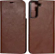Cavor for Samsung Galaxy S22 Case, Crazy Horse Pattern PU Leather Book Folio Flip Wallet Case Phone Cover with Kickstand Feature & Card Slots for Samsung S22 5G (6.1") - Light Brown