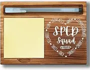 SPED Squad Sticky Note Holder, Special Education Teacher Gifts, Thank You Gifts for SPED Team and Aides, Wooden Sticky Note Pad Holder, Desk Accessories for Special Ed Staff WPP87