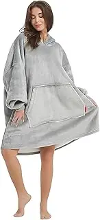 INONE Oversized Wearable Blanket Hoodie, Soft Warm Comfortable Blanket Hoodies With Giant Pocket, Soft Cozy Warm Comfortable Novelty Hoodies, One Size Fits All, TV-Blanket for Men Women, Light Grey