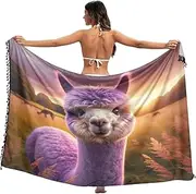 [RPLIFE] Purple Alpaca Womens Sarong, Tassel Beach Sarong for Summer Pool/Beach, Large, Purple Alpaca, Medium