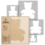 5x reusable PLASTIC Stencils / 13.4" to 3.5"/ Nursery KIDS Template / TEDDY BEAR