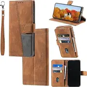 Compatible with Google Pixel 6A Case,PU Leather Stand Compatible with Google Pixel 6A Flip Magnetic Closure Protection Phone Wallet Cover Brown