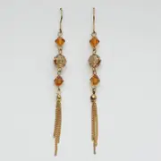 14k Gold plated Austrian crystals dangle antique style earrings