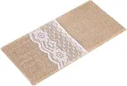 Baxnore 10PCS Jute Cutlery Holder, Reusable Tableware Holder, Silverware Holder, Jute Lace Cutlery Holder, Cutlery Holder for Wedding Party Decoration