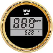 ZFGVGNMTYA Digital 52mm Tachometer 0-9990 RPM Meter with Hour Pulse Signal 9~32V White Electrical Tachometer Gauge for Diesel Motor Engine Car Tachometer(DGD)