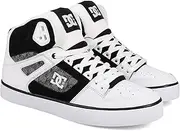 [DC] Men's Pure High Top WC Skate Shoe, Black/White/Carbon, 12