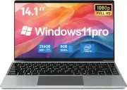14.1 inch Windows 11 pro Laptop 8GB LPDDR4 RAM 256GB SSD Intel Celeron N4020C