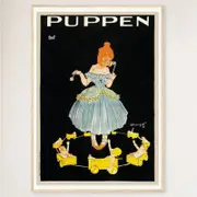 Galrie Charming Vintage Puppen Dolls Advertising Poster for Home Decor, Wood Frame, A2 42 x 60cm (16 x 24inch)